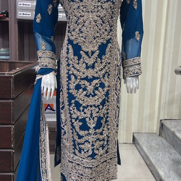 EC25-4 Party Plazzo Outfit Teal Blue