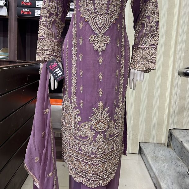 ShaZaib Eid 26 Chiffon Party Plazzo Lilac
