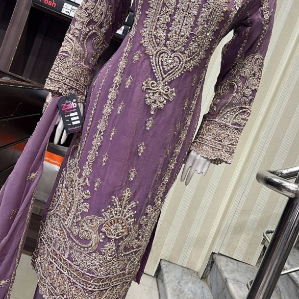 Alternative view of ShaZaib Eid 26 Chiffon Party Plazzo Lilac